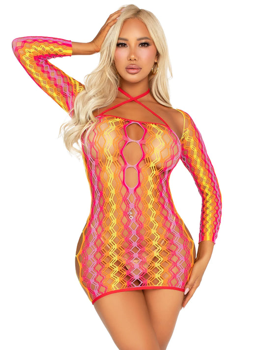 Electric Desire Mesh Set & Mini Dress – Bold, Bright & Unapologetically Sexy