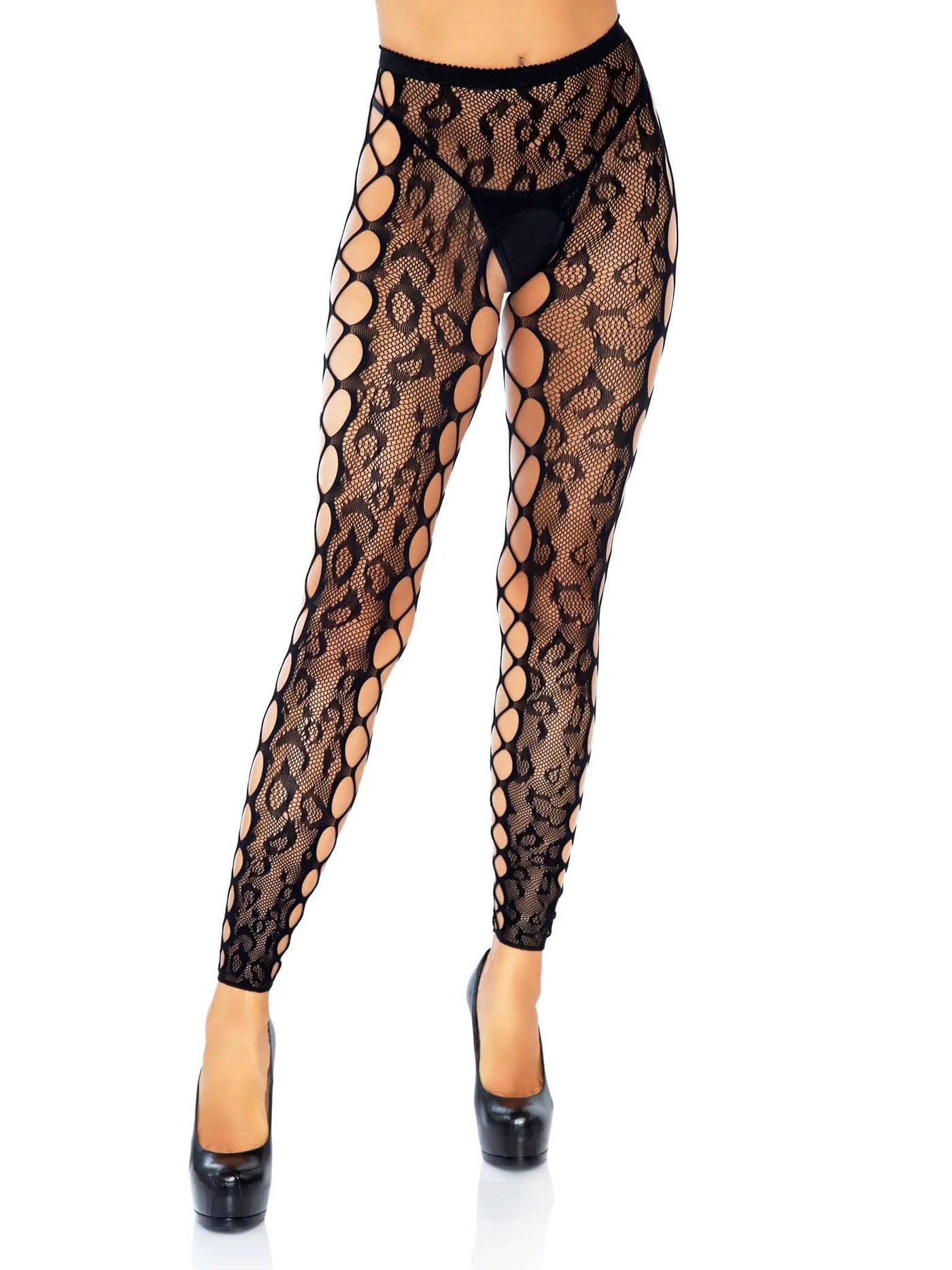 Wild Cutout Leopard Net Leggings – One Size