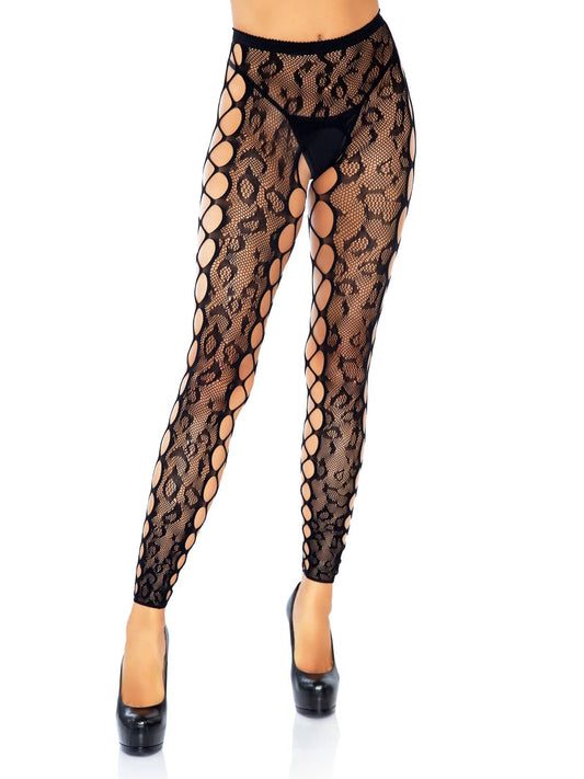 Wild Cutout Leopard Net Leggings – One Size