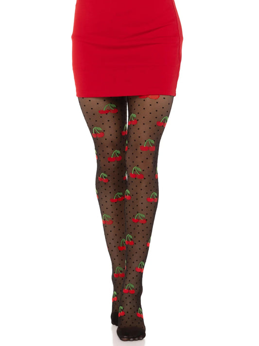 Cherry Pop Polka Dot Tights – One Size