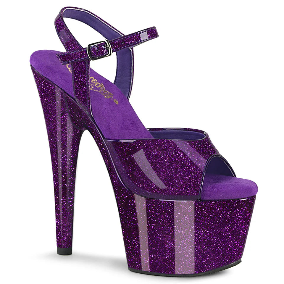 Amethyst Allure: Glitter Platform Heels That Own the Night